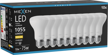 Mexen Nova 10x LED-Glühbirne E27, R63, 10W, Warm - 3000K, 1055 lm - L104-E27-1030-01x10