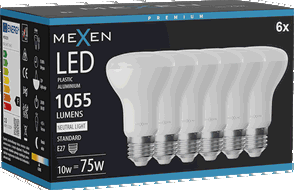 Mexen Nova 6x LED-Glühbirne E27, R63, 10W, Neutral - 4000K, 1055 lm - L104-E27-1040-01x06