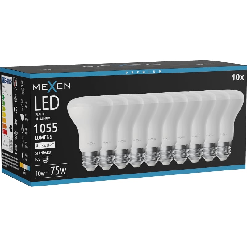 Mexen Nova 10x LED-Glühbirne E27, R63, 10W, Neutral - 4000K, 1055 lm - L104-E27-1040-01x10
