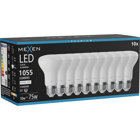 Mexen Nova 10x LED-Glühbirne E27, R63, 10W, Neutral - 4000K, 1055 lm - L104-E27-1040-01x10