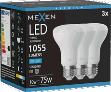 Mexen Nova 3x LED-Glühbirne E27, R63, 10W, Kalt - 6500K, 1055 lm - L104-E27-1065-01x03