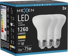 Mexen Nova 3x LED-Glühbirne E27, R63, 12W, Warm - 3000K, 1260 lm - L104-E27-1230-01x03