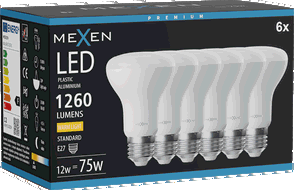 Mexen Nova 6x LED-Glühbirne E27, R63, 12W, Warm - 3000K, 1260 lm - L104-E27-1230-01x06