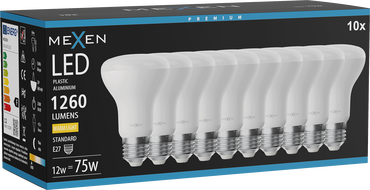 Mexen Nova 10x LED Glühbirne E27, R63, 12W, Warm - 3000K, 1260 lm - L104-E27-1230-01x10