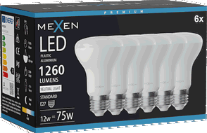 Mexen Nova 6x LED-Lampe E27, R63, 12W, Neutral - 4000K, 1260 lm - L104-E27-1240-01x06