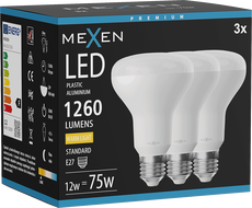 Mexen Nova 3x LED-Glühbirne E27, R80, 12W, Warm - 3000K, 1260 lm - L105-E27-1230-01x03