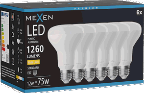 Mexen Nova 6x LED-Glühbirne E27, R80, 12W, Warm - 3000K, 1260 lm - L105-E27-1230-01x06