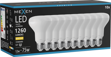 Mexen Nova 10x LED-Glühlampe E27, R80, 12W, Warm - 3000K, 1260 lm - L105-E27-1230-01x10