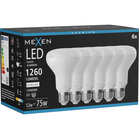 Mexen Nova 6x LED-Glühbirne E27, R80, 12W, Neutral - 4000K, 1260 lm - L105-E27-1240-01x06