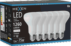 Mexen Nova 6x LED-Glühbirne E27, R80, 12W, Neutral - 4000K, 1260 lm - L105-E27-1240-01x06