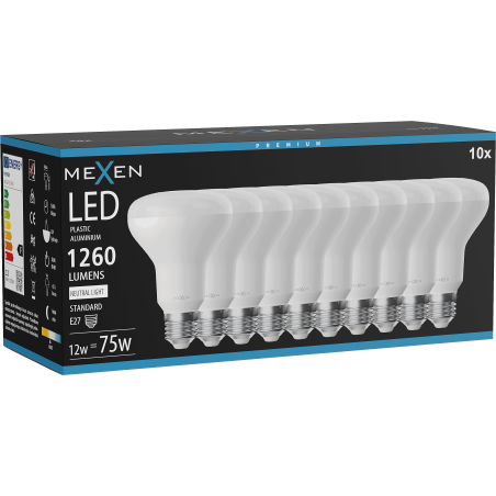 Mexen Nova 10x LED-Glühbirne E27, R80, 12W, Neutral - 4000K, 1260 lm - L105-E27-1240-01x10