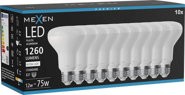 Mexen Nova 10x LED-Glühbirne E27, R80, 12W, Neutral - 4000K, 1260 lm - L105-E27-1240-01x10