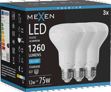 Mexen Nova 3x LED-Glühbirne E27, R80, 12W, Kalt - 6500K, 1260 lm - L105-E27-1265-01x03