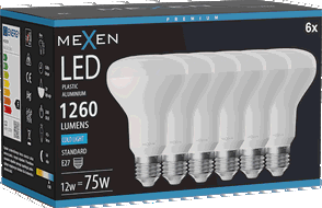 Mexen Nova 6x LED-Lampe E27, R80, 12W, Kalt - 6500K, 1260 lm - L105-E27-1265-01x06
