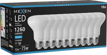 Mexen Nova 10x LED-Glühbirne E27, R80, 12W, Kalt - 6500K, 1260 lm - L105-E27-1265-01x10