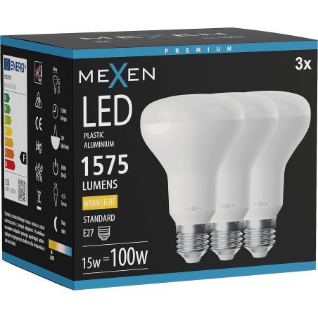 Mexen Nova 3x LED-Lampe E27, R80, 15W, Warm - 3000K, 1575 lm - L105-E27-1530-01x03
