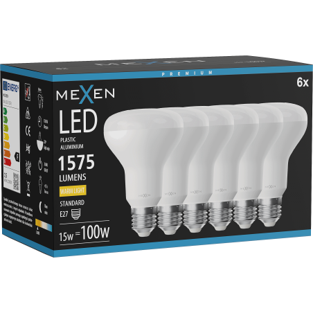 Mexen Nova 6x LED-Glühbirne E27, R80, 15W, Warm - 3000K, 1575 lm - L105-E27-1530-01x06