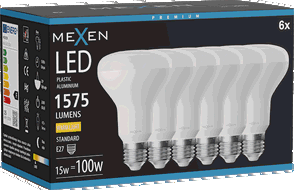 Mexen Nova 6x LED-Glühbirne E27, R80, 15W, Warm - 3000K, 1575 lm - L105-E27-1530-01x06