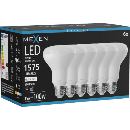 Mexen Nova 6x LED-Glühbirne E27, R80, 15W, Neutral - 4000K, 1575 lm - L105-E27-1540-01x06