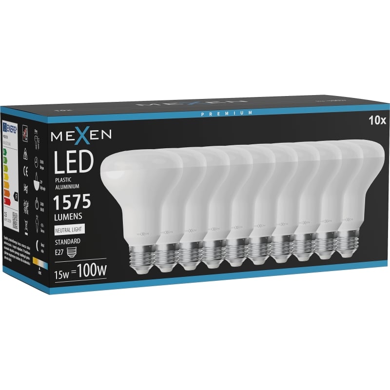 Mexen Nova 10x LED-Glühbirne E27, R80, 15W, Neutral - 4000K, 1575 lm - L105-E27-1540-01x10