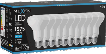 Mexen Nova 10x LED-Glühbirne E27, R80, 15W, Kalt - 6500K, 1575 lm - L105-E27-1565-01x10