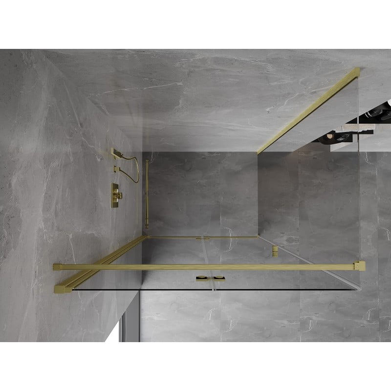Mexen Mist-F Duschkabine klappbar links 90 x 95 cm, transparent, gold gebürstet - 8A6T-090-095-55-00-L
