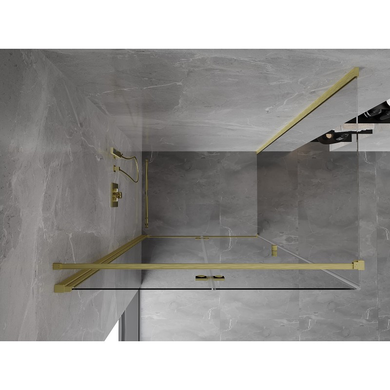 Mexen Mist-F Klappduschkabine links 85 x 100 cm, transparent, gold gebürstet - 8A6T-085-100-55-00-L