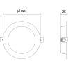 Mexen LDRR Eingebautes LED-Decken-Downlight, Durchmesser 14 cm, 9W, Kalt - 6500K, 720 lm, schwarz - L210-014-0965-70