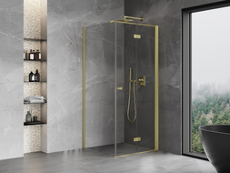 Mexen Mist-F faltbare Duschkabine rechts 70 x 70 cm, transparent, gebürstet gold - 8A6T-070-070-55-00-P