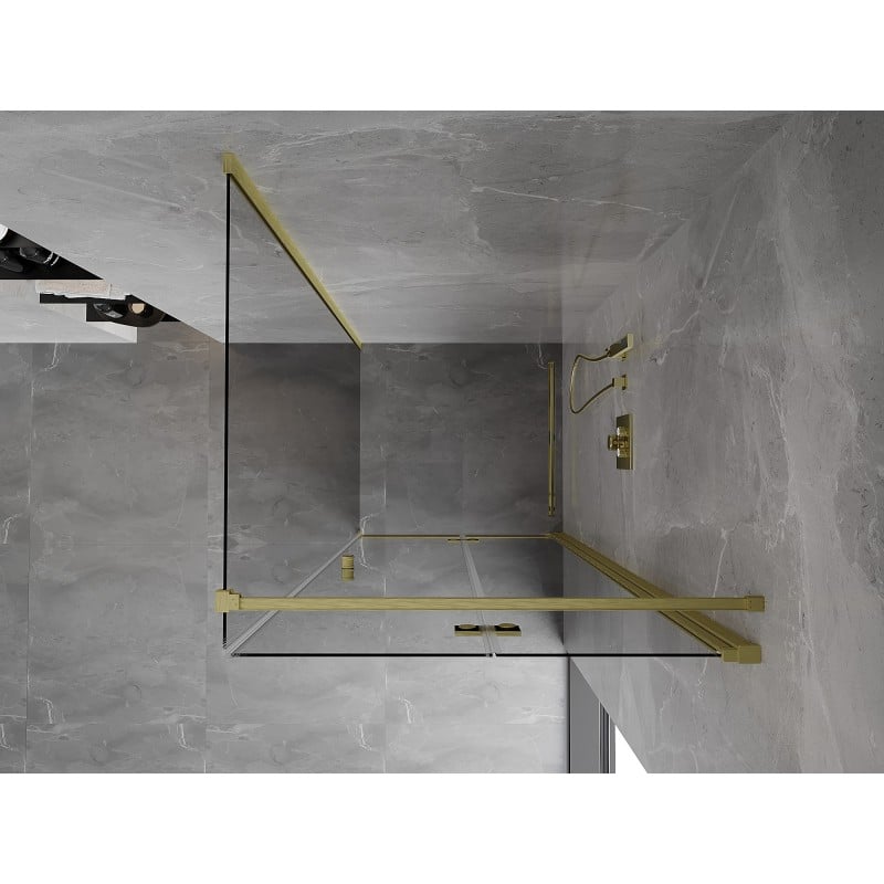 Mexen Mist-F faltbare Duschkabine rechts 70 x 70 cm, transparent, gebürstet gold - 8A6T-070-070-55-00-P