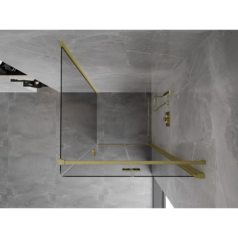 Mexen Mist-F faltbare Duschkabine rechts 95 x 95 cm, transparent, gebürstetes Gold - 8A6T-095-095-55-00-P