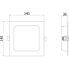 Mexen LDRR LED-Downlight-Deckenpanel Einbau 14 x 14 cm, 9W, Neutral - 4000K, 720 lm, schwarz - L211-014-0940-70