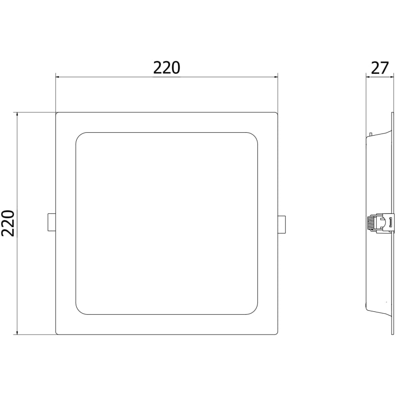 Mexen LDRR LED-Einbau-Deckenpanel Downlight 22 x 22 cm, 18W, Neutral - 4000K, 1350 lm, schwarz - L211-022-1840-70