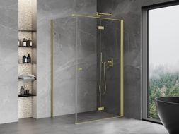 Mexen Mist-F klappbare Duschkabine rechts 75 x 120 cm, transparent, gebürstetes Gold - 8A6T-075-120-55-00-P