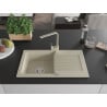 Mexen Pablo Granitspüle 1-becken mit Abtropffläche und Küchenarmatur Rita, beige - 6510-69-670300-69