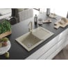 Mexen Pablo Granitspüle 1-becken mit Abtropffläche und Küchenarmatur Rita, beige - 6510-69-670300-69
