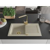 Mexen Pablo Granitspüle 1-beckig mit Abtropffläche und Küchenarmatur Rita, beige - 6510-69-670300-50
