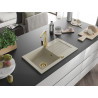 Mexen Pablo Granitspüle 1-beckig mit Abtropffläche und Küchenarmatur Rita, beige - 6510-69-670300-50