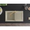 Mexen Pablo Granitspüle 1-beckig mit Abtropffläche und Küchenarmatur Rita, beige - 6510-69-670300-50