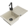 Mexen Pablo Granitspüle 1-Becken mit Abtropffläche und Küchenarmatur Rita, beige - 6510-69-670300-70