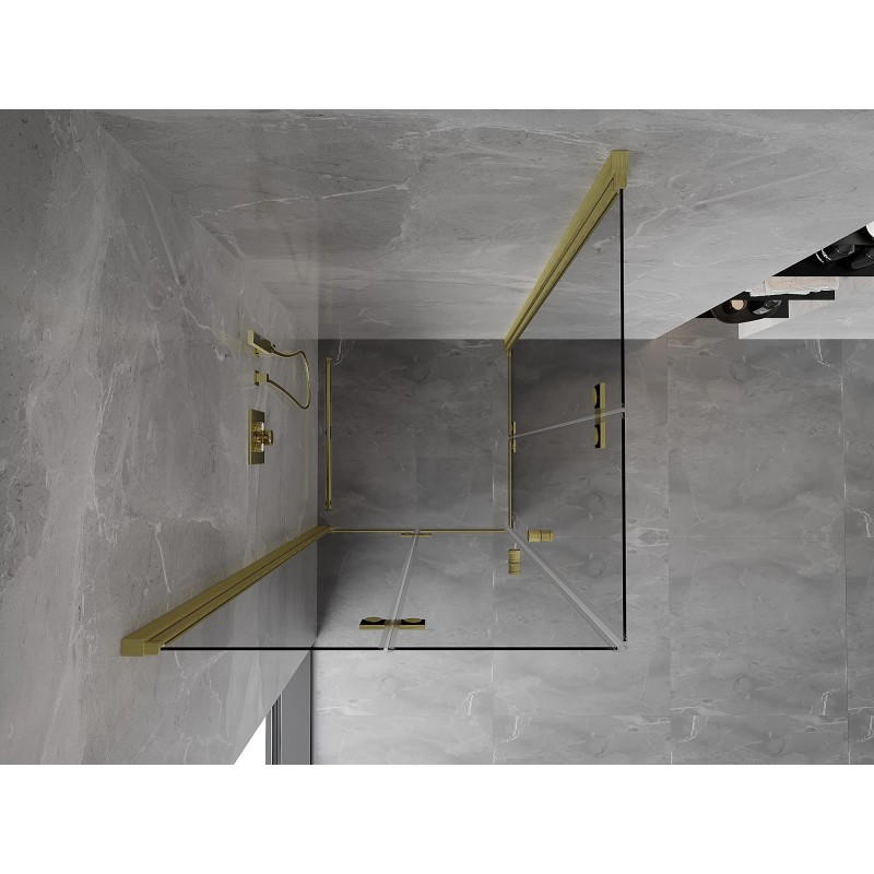 Mexen Mist-F Duo faltbare Duschkabine 85 x 85 cm, transparent, gold gebürstet - 8A6-085L-085P-55-00