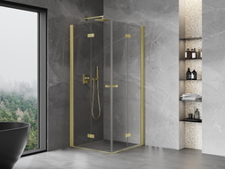 Mexen Mist-F Duo faltbare Duschkabine 85 x 85 cm, transparent, gold gebürstet - 8A6-085L-085P-55-00