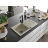 Mexen Pablo Granitspüle 1-Becken mit Abtropffläche und Küchenarmatur Rita, beige - 6510-69-670300-70
