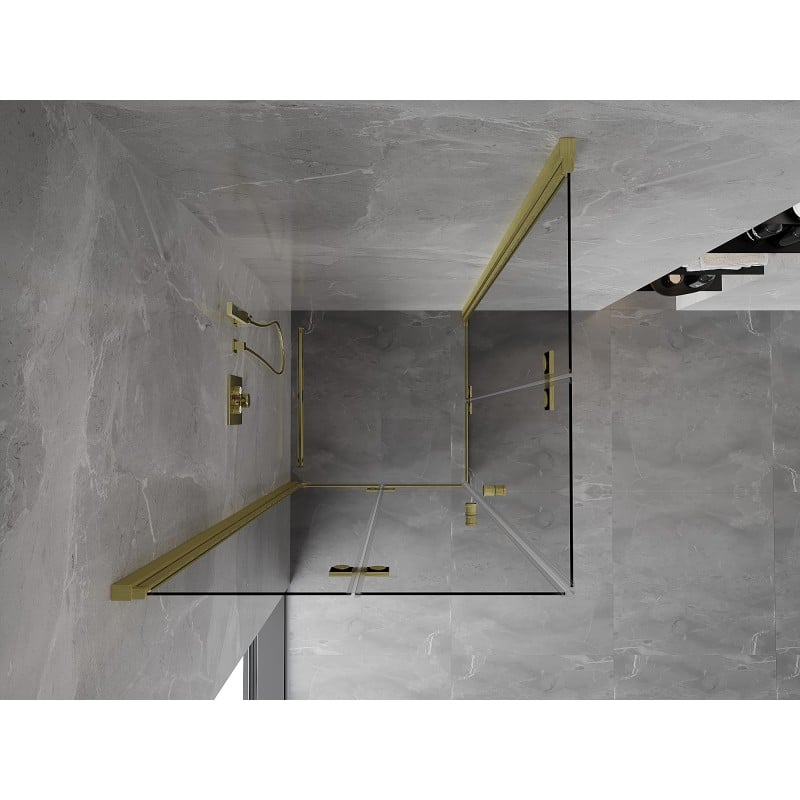 Mexen Mist-F Duo faltbare Duschkabine 110 x 110 cm, transparent, gebürstetes Gold - 8A6-110L-110P-55-00