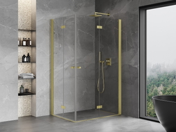 Mexen Mist-F Duo faltbare Duschkabine rechts 70 x 85 cm, transparent, gebürstetes Gold - 8A6-070L-085P-55-00