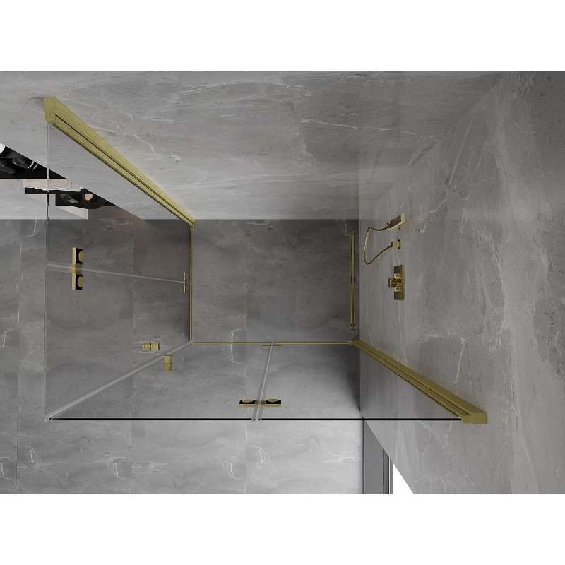 Mexen Mist-F Duo faltbare Duschkabine rechts 70 x 95 cm, transparent, gebürstetes Gold - 8A6-070L-095P-55-00