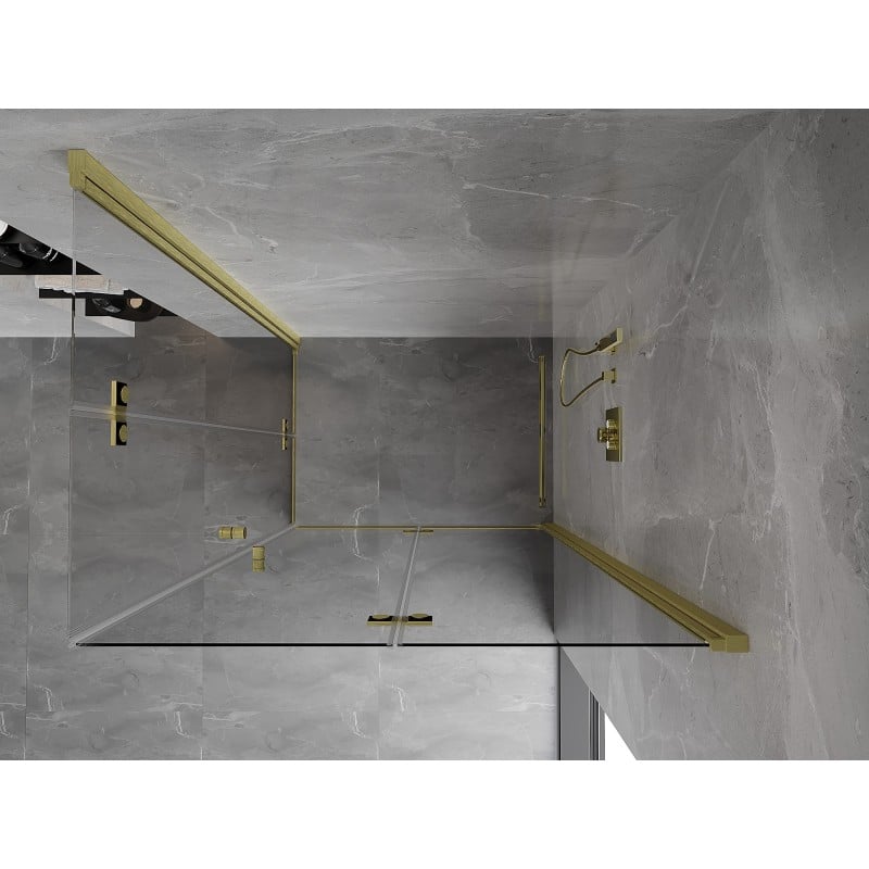Mexen Mist-F Duo Klapp-Duschkabine rechts 90 x 110 cm, transparent, gold gebürstet - 8A6-090L-110P-55-00