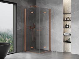 Mexen Mist-F Duo faltbare Duschkabine 70 x 70 cm, transparent, gebürstetes Kupfer - 8A6-070L-070P-65-00