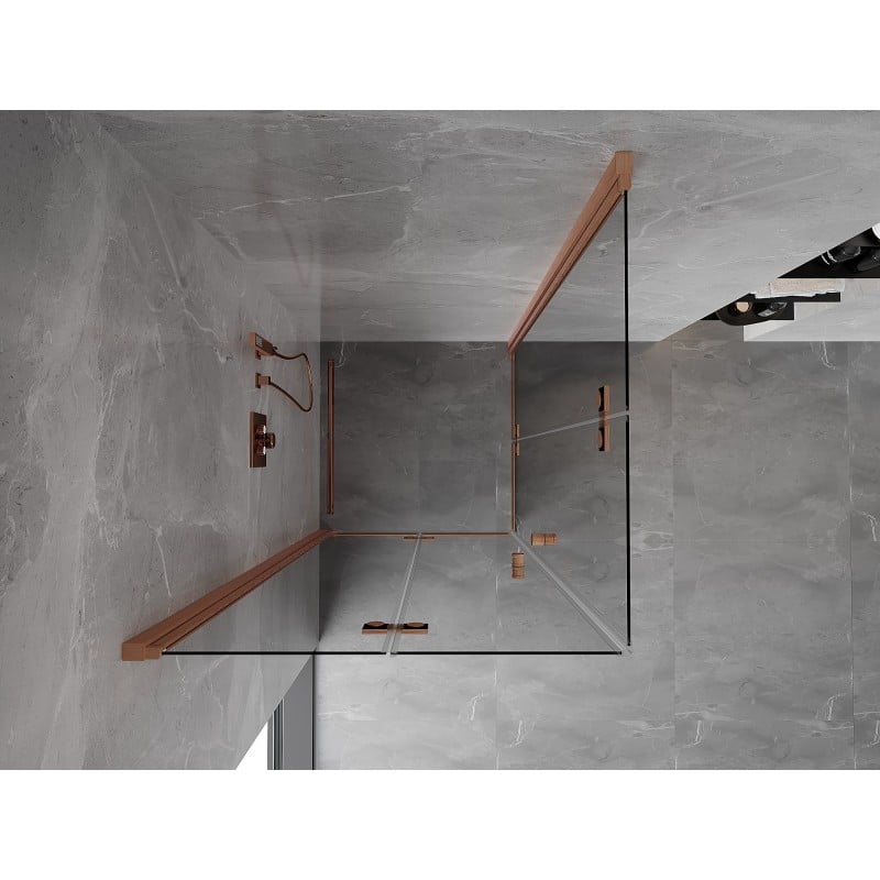 Mexen Mist-F Duo faltbare Duschkabine 90 x 90 cm, transparent, gebürstetes Kupfer - 8A6-090L-090P-65-00