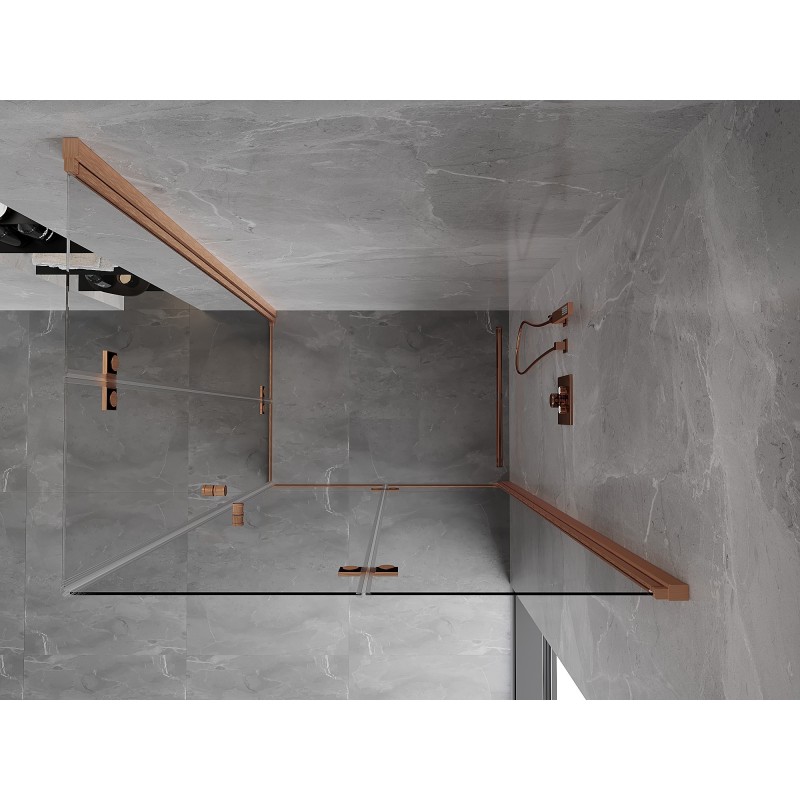 Mexen Mist-F Duo faltbare Duschkabine rechts 85 x 90 cm, transparent, gebürstetes Kupfer - 8A6-085L-090P-65-00